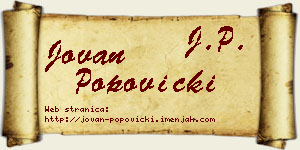 Jovan Popovicki vizit kartica
